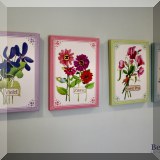 A07. Set of flower prints on canvas. 